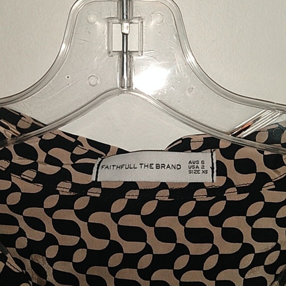 Faithfull the Brand Black and Tan Geometric Dress - Size 2 - Picture 5 of 9